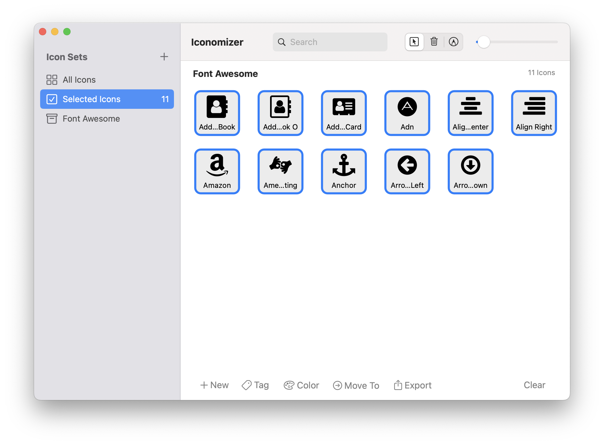 Iconomizer selecting icons 2